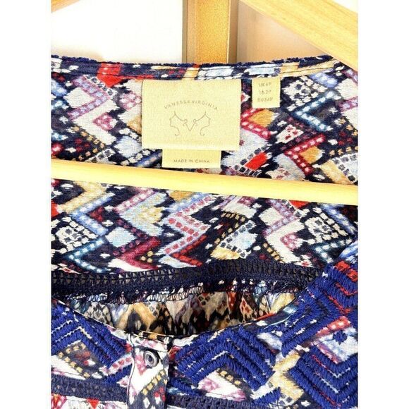 Anthropologie Vanessa Virginia Boho 3/4 Sleeve Multicolor Blouse Sz 2P EUC - Picture 4 of 12
